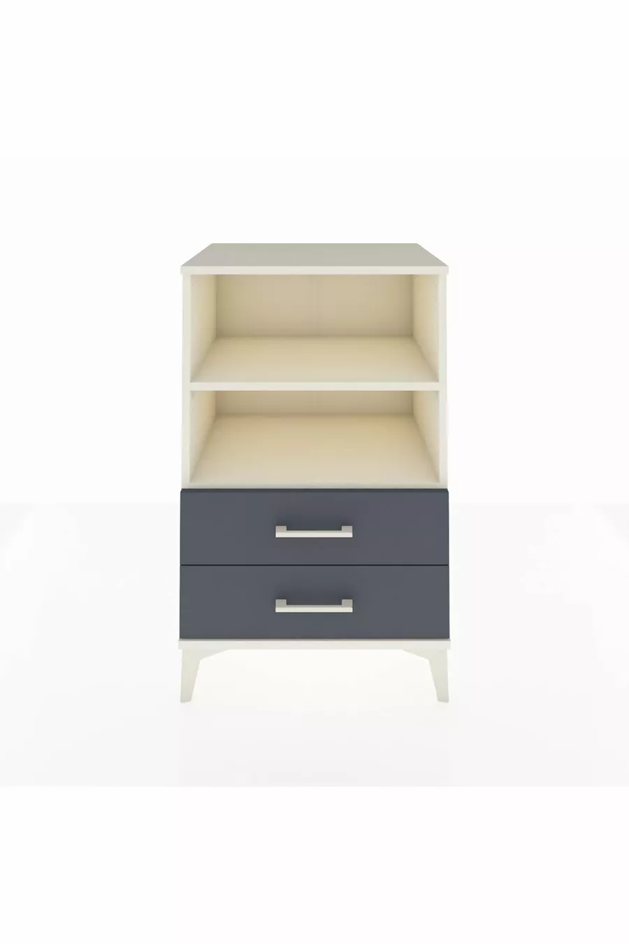 Commode Hyperion 2 étagères 2 tiroirs Aigue-marine-Anthracite