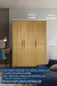 Armoire Pera en bois à 3 portes avec tiroirs | Corps en MDF | Portes à volets aspect naturel | Pieds en bois