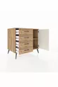 Commode Kronos avec une seule étagère, 4 tiroirs et une porte, Pin-Pierre d'onyx/Pin