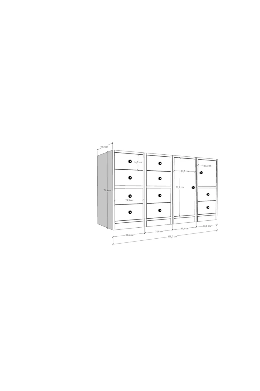 Commode avec tiroirs et armoire blanche Cm -Ç