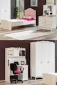 Chambre d'enfant blanche bleue - Armoire à 3 portes, Lit, Bureau, Commode