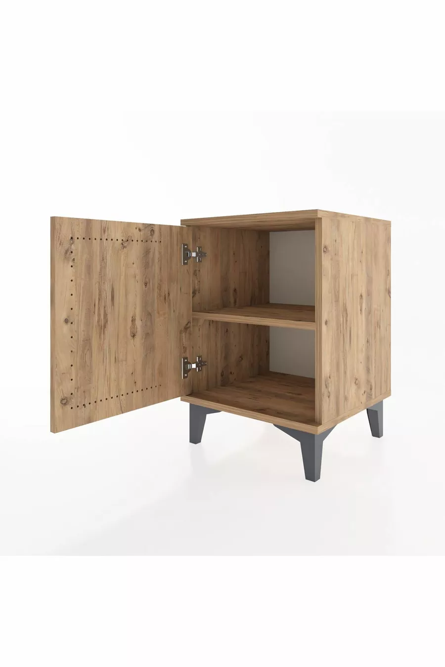 Table de chevet Hyperion à une étagère et une porte, Pin-Pin