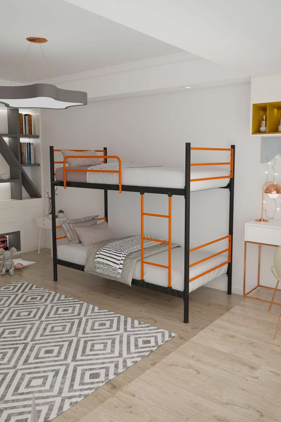 Lit superposé Trend compatible avec matelas Orange Séparable en métal