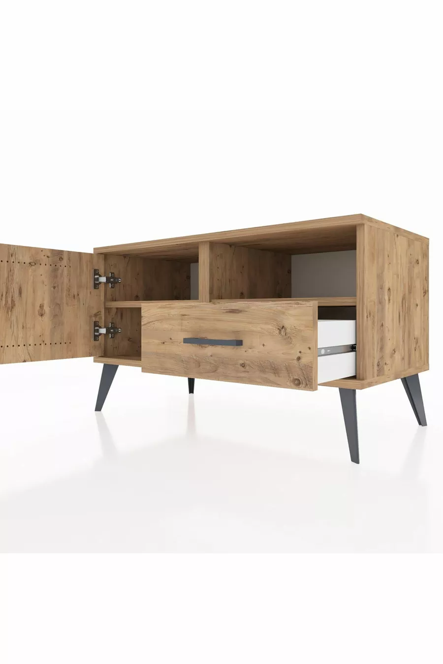 Commode Hyperion à 2 étagères, 1 tiroir, 1 porte, pin sur pin