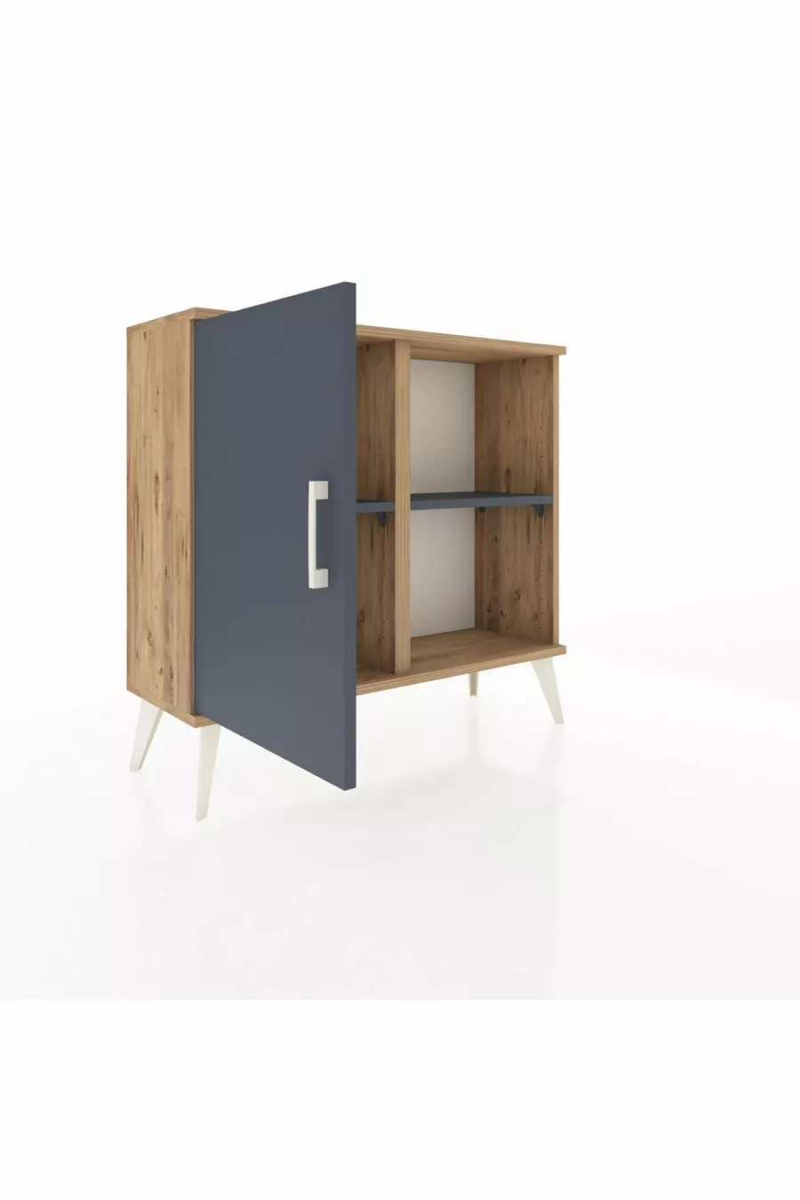 Commode Arges à 2 étagères avec 1 porte, pin-anthracite