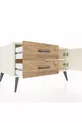 Commode Kronos à une étagère, 2 tiroirs et une porte, Pierre de Lune / Pin