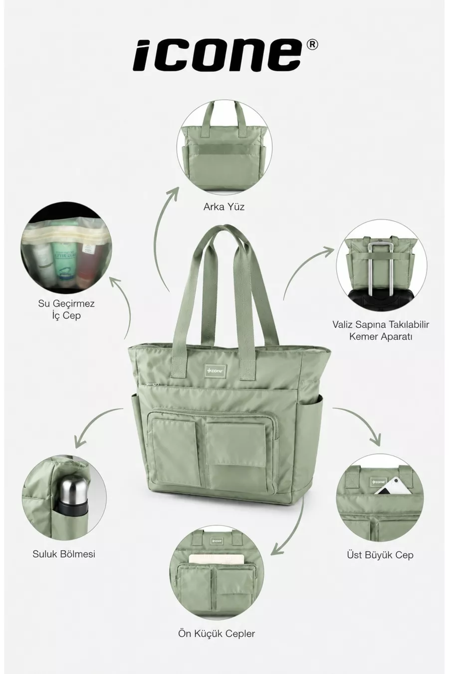 Sac à dos quotidien pour eau - Compartiment pour ordinateur portable, Détails matelassés, Multiples poches, Poche pour biberon, Accessoire pour valise, Sac maman bébé vert, Sac de soins pour bébé vert