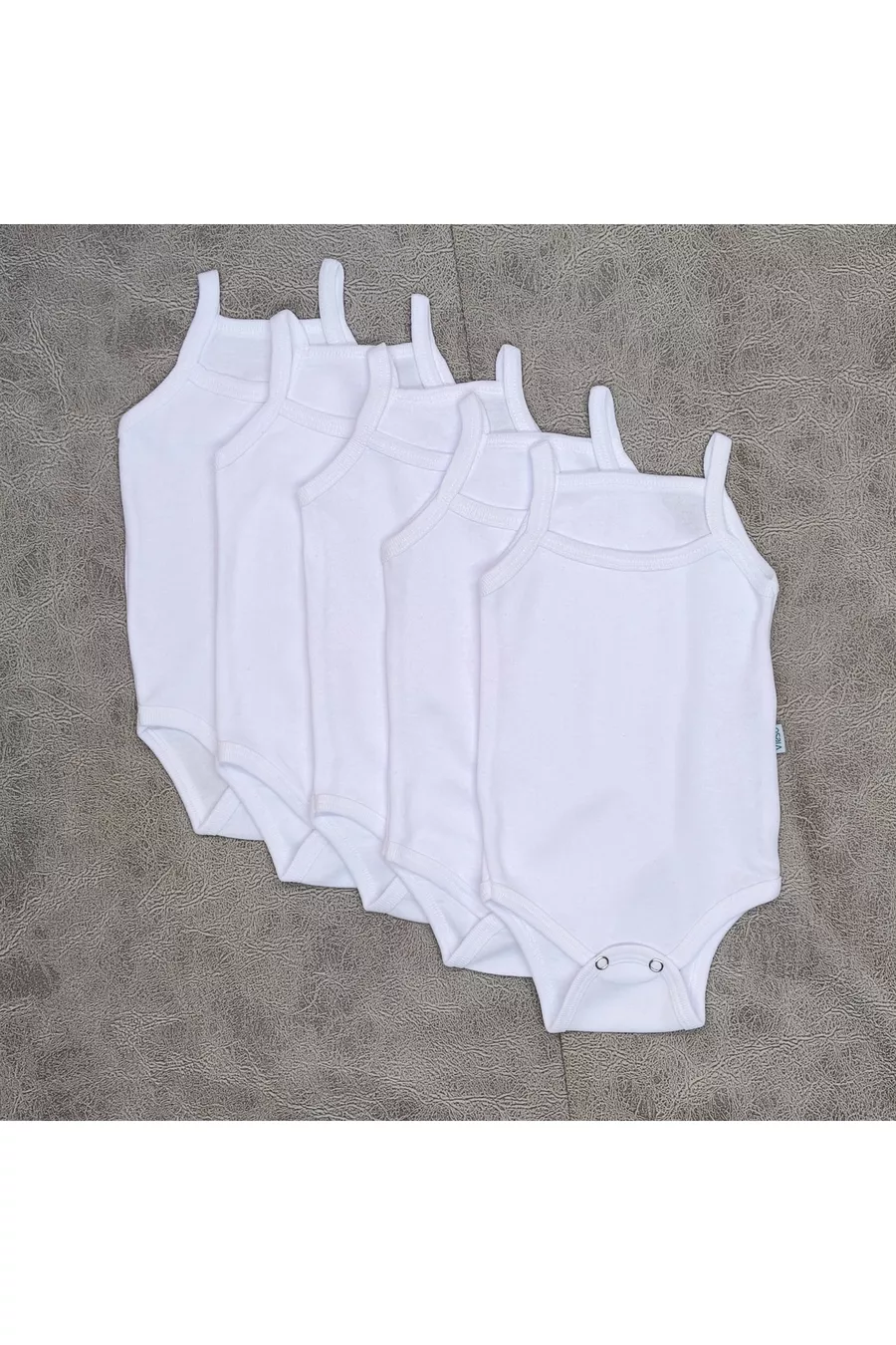 Body bébé blanc en coton à bretelles à bouton-pression, avec 5 bretelles en corde