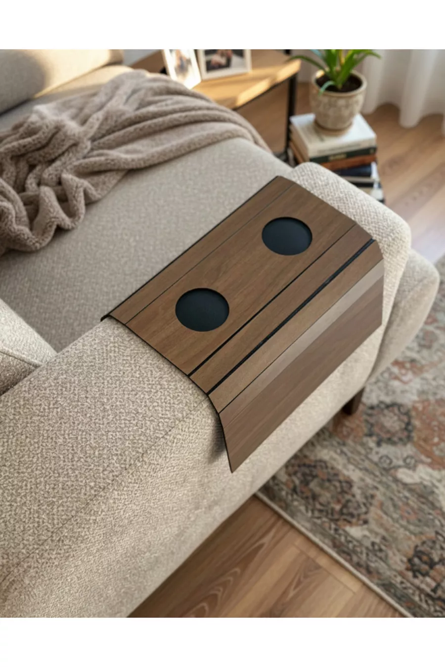 Plateau de fauteuil, table d'appoint latérale en bois, plateau portable pour le côté du fauteuil