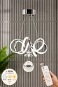 Plafonnier LED suspendu moderne Elda en métal à finition chrome 3 couleurs, avec télécommande, pour salon, cuisine, séjour et chambre