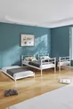 Lit superposé Koza avec tiroir, compatible avec matelas , pour 3 personnes, lit métallique blanc