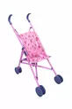 Poussette pour jouet Pliable Voiture pour bébé Rose Canne Poussette en plastique Motif Fraise