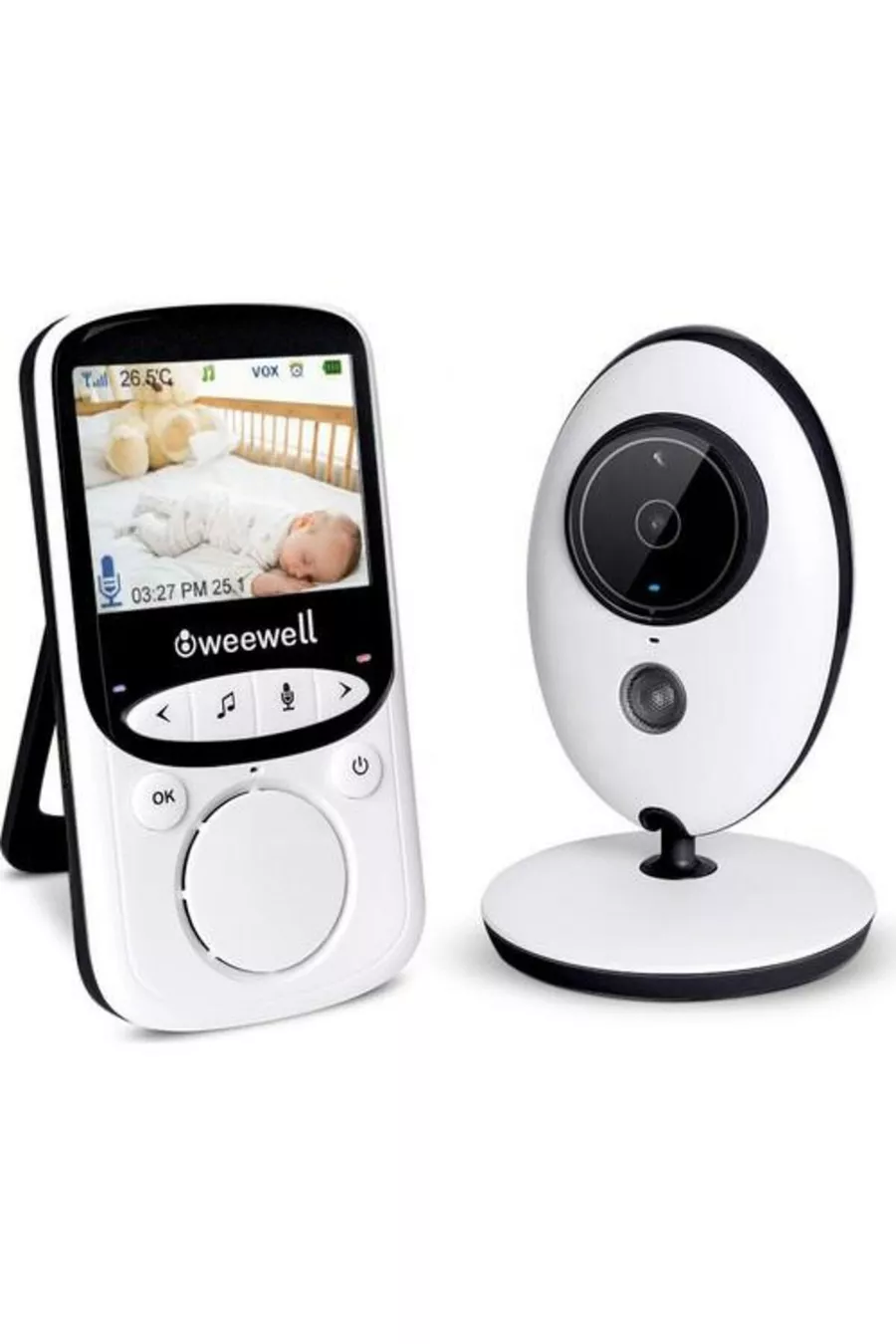  Caméra Bébé Weewel - Écran LCD 2,4", Conversation Bidirectionnelle, Berceuse Apaisante