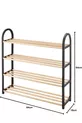 Meuble à chaussures midi à 4 compartiments avec barres en bois, capacité de 8 paires de chaussures, unité étagère de qualité 1ère classe