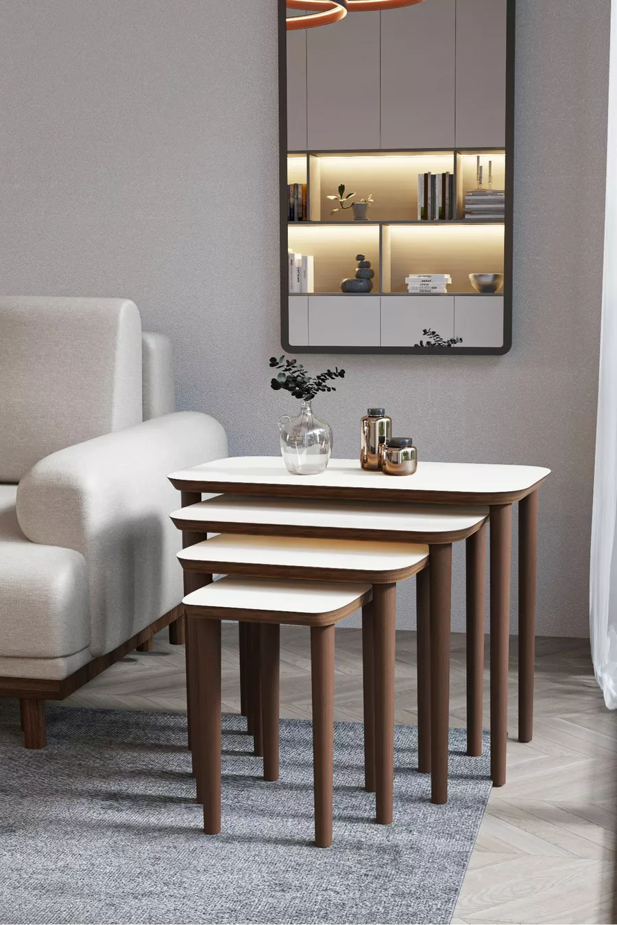 Table gigogne IKEA 4 pièces en MDF bois - CRÈME