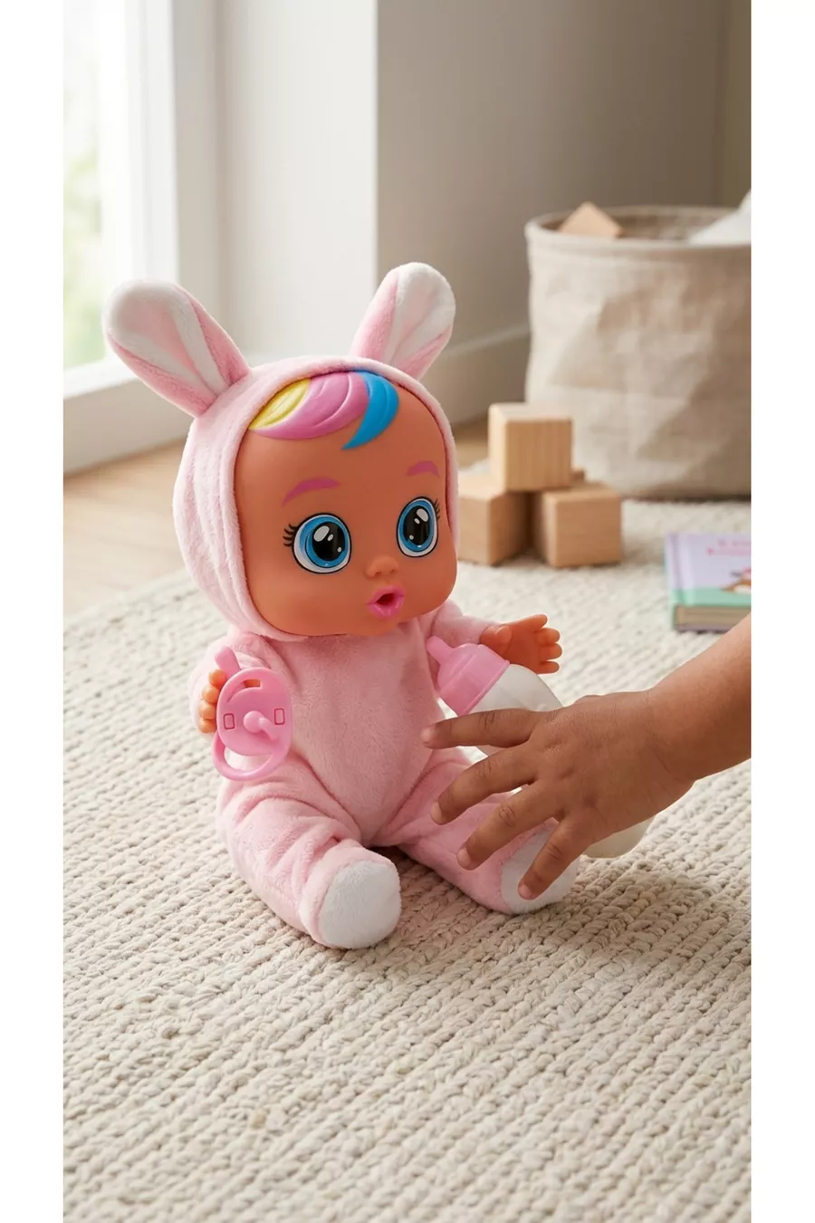 Bébé en viande qui pleure et parle rose poudré