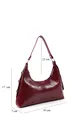 Sac à main et à épaule pour femme en cuir synthétique bordeaux à texture froissée, modèle , à un compartiment, forme baguette
