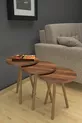 Ensemble de 3 tables gigognes rondes – Pieds en bois, style moderne, table à café et de présentation en noyer