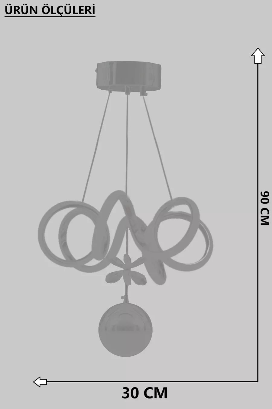 Suspension LED moderne en métal chromé Elda modèle 3 couleurs pour salon, cuisine, séjour, chambre