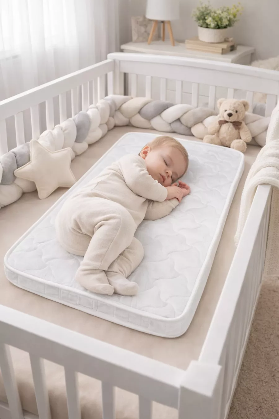 Matelas en mousse entièrement orthopédique  cm pour lit simple bébé