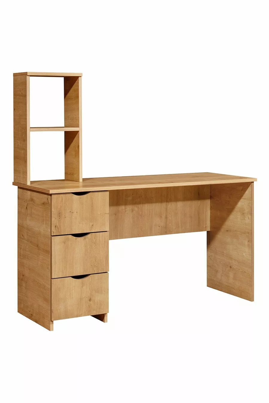 Lit superposé, litera avec armoire et bureau, noyer clair, 1 matelas Comfort
