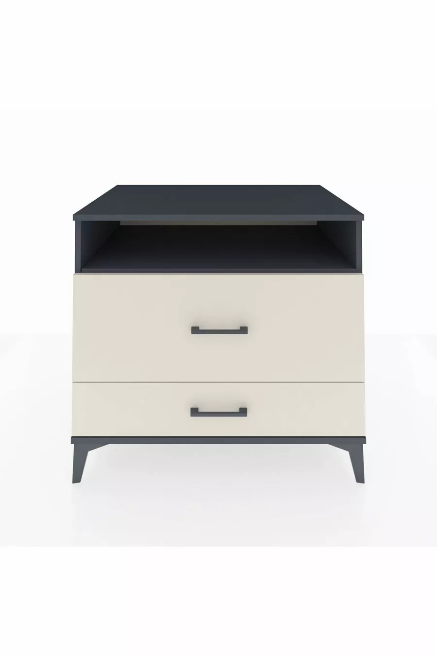 Commode Kronos avec une étagère et 2 tiroirs Anthracite-Pierre de Lune