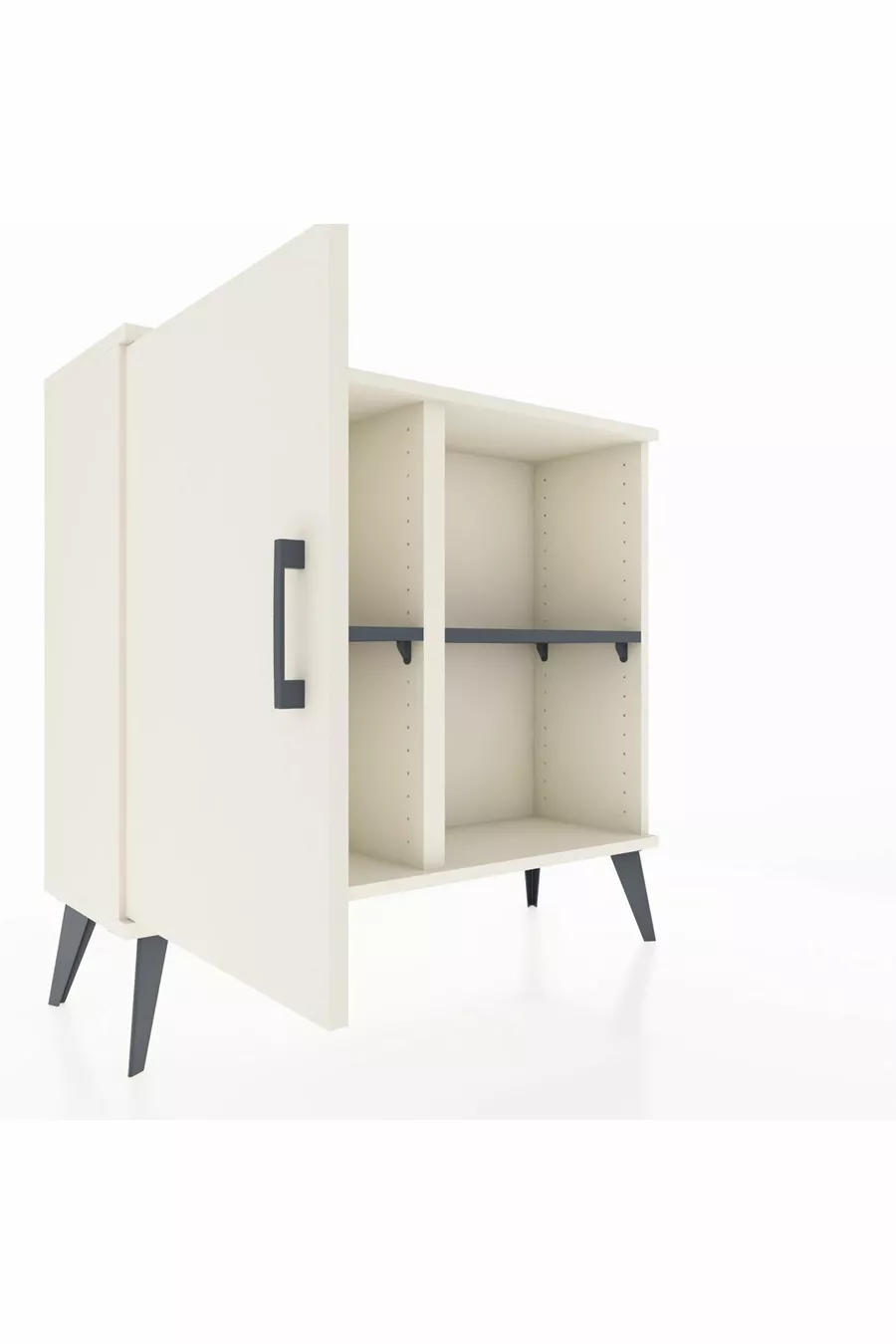 Commode Arges à 2 étagères avec une porte, couleur Pierre de lune/Anthracite