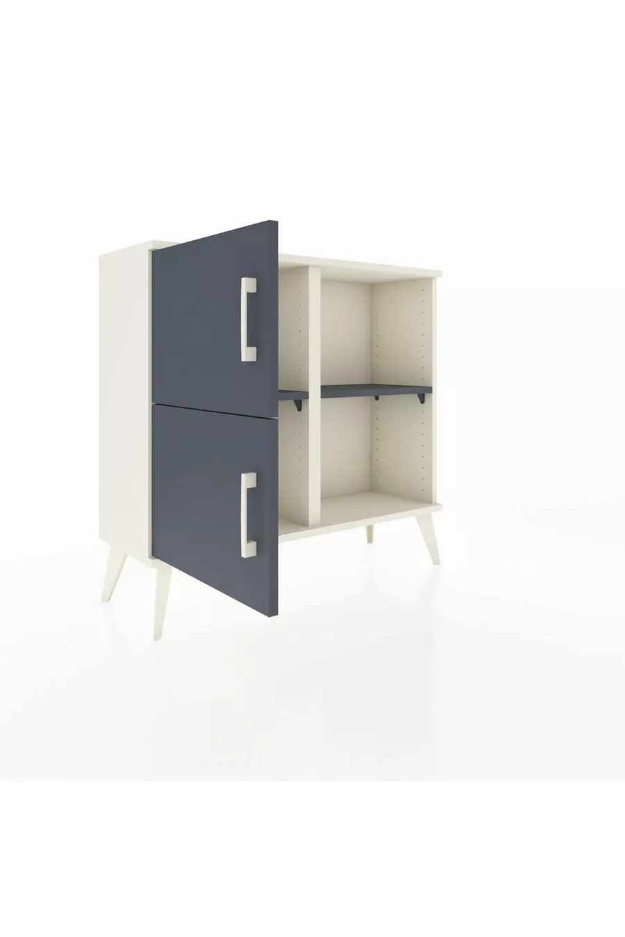 Commode Arges 2 étagères 2 portes Pierre de lune-Anthracite
