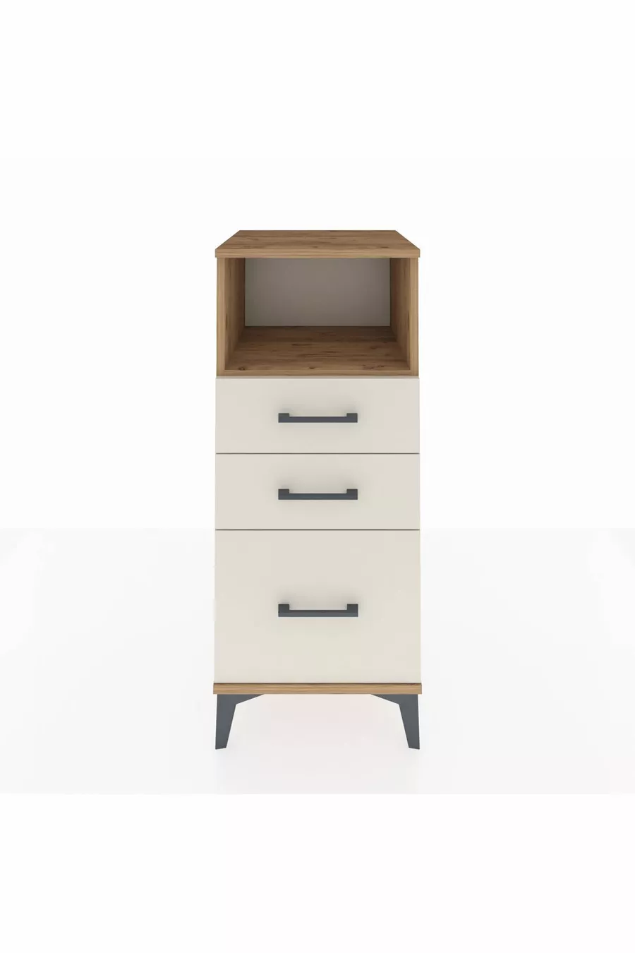 Commode Hyperion à une étagère et 3 tiroirs Pin-Pierre de Lune