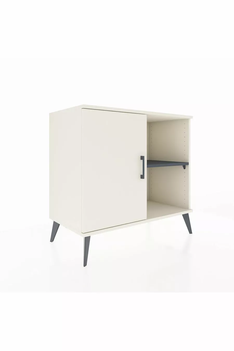 Commode Hyperion à 2 étagères avec une porte en pierre de lune / anthracite
