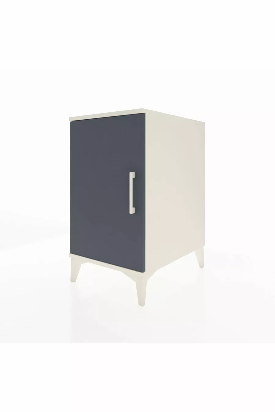 Table de chevet Kronos avec 2 étagères et 1 porte, Pierre de lune-Anthracite