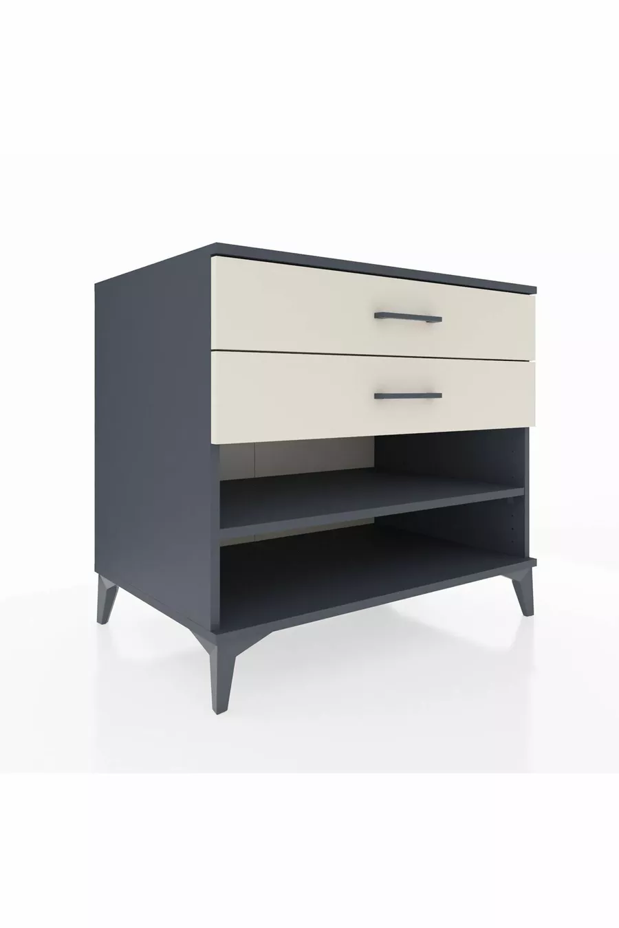 Commode Kronos avec une étagère et 2 tiroirs Anthracite-Pierre de Lune