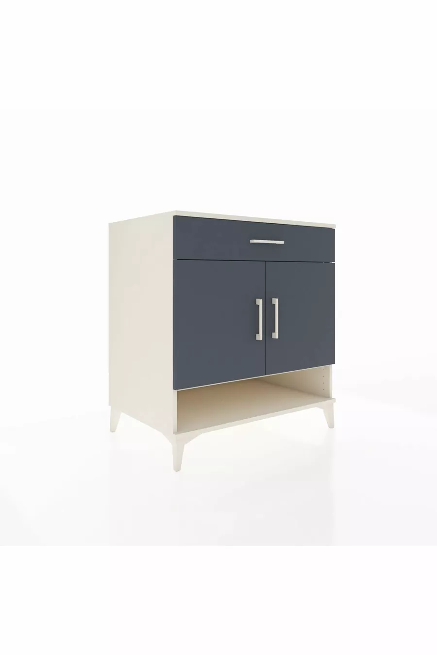 Commode Kronos avec 2 étagères, 1 tiroir et 2 portes, Pierre de Lune-Anthracite