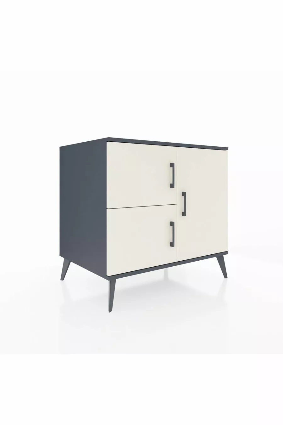 Commode Kronos 2 étagères 3 portes Anthracite-Pierre de lune/Anthracite