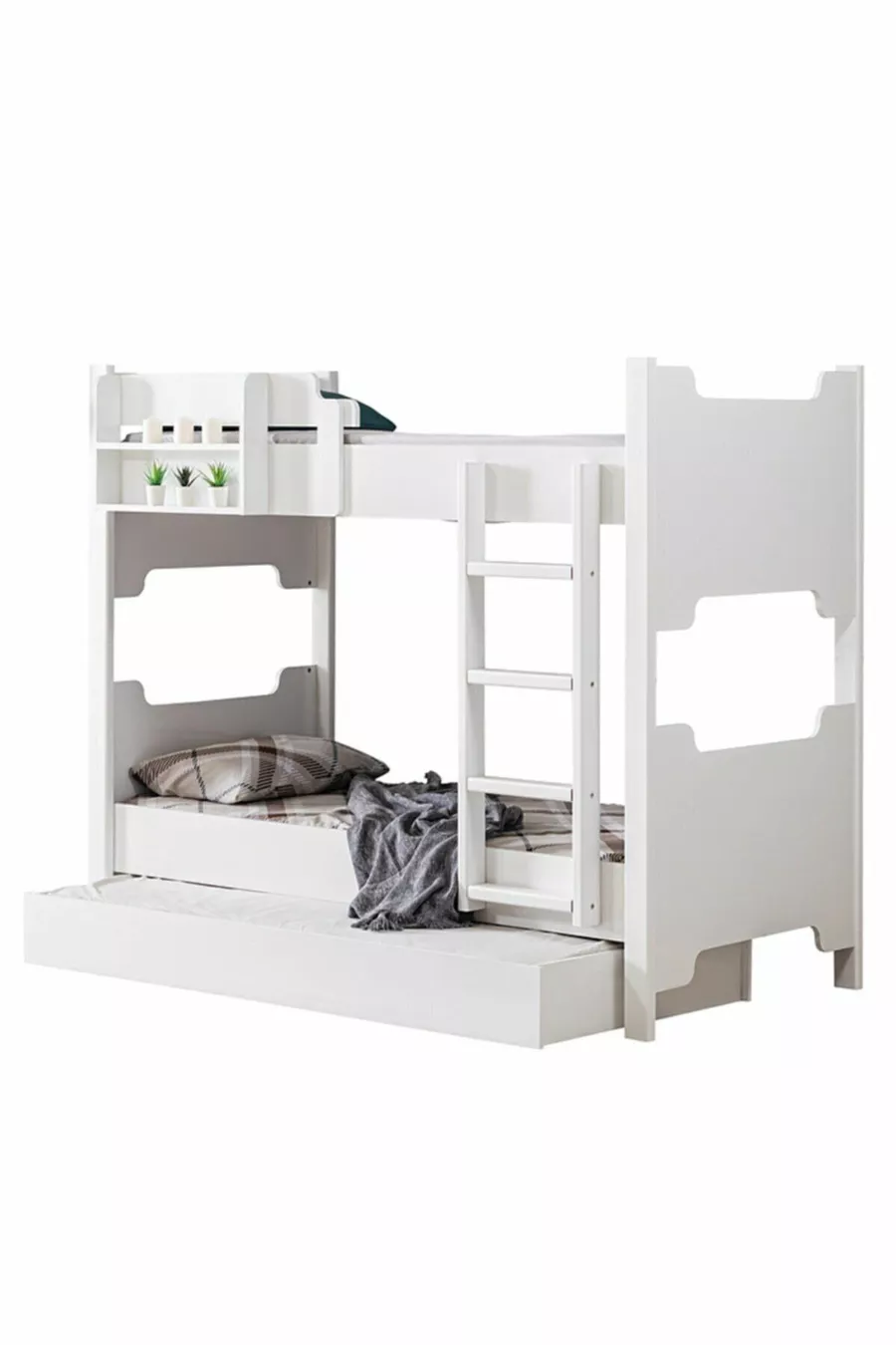 Lits superposés en profil MDF, lit superposé modulable Eurasia avec 3 matelas confort