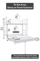 Lit superposé Tekno avec tiroirs, compatible pour 3 personnes, métal blanc