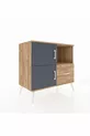 Commode Hyperion 2 étagères 1 tiroir 2 portes Pins-Anthracite/Pins