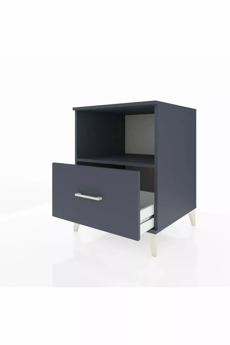 Chevet Kronos à une étagère et un tiroir Anthracite-Anthracite