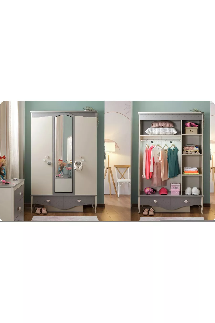 Chambre d'enfant Juliet (Armoire 3 portes + * Montessori + Commode)