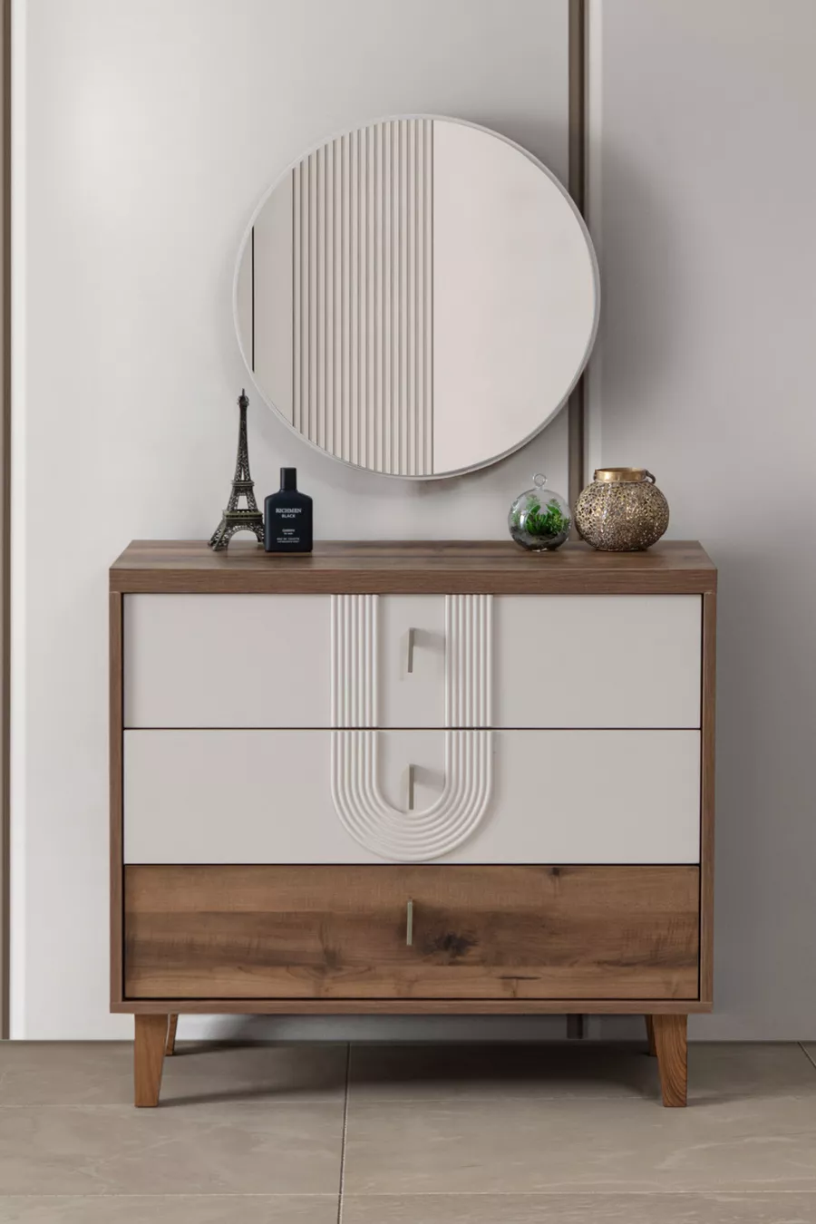 Commode, Commode Megan avec tiroirs et miroir