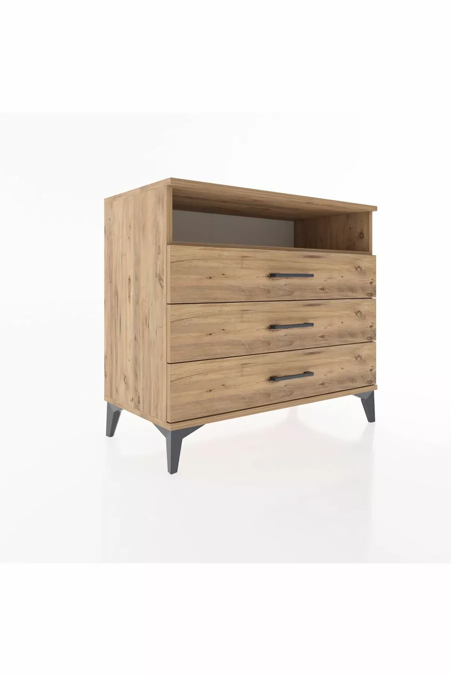 Commode Hyperion à un seul étagère et 3 tiroirs en pin-pin