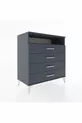 Commode Hyperion à une étagère et 4 tiroirs Anthracite-Anthracite