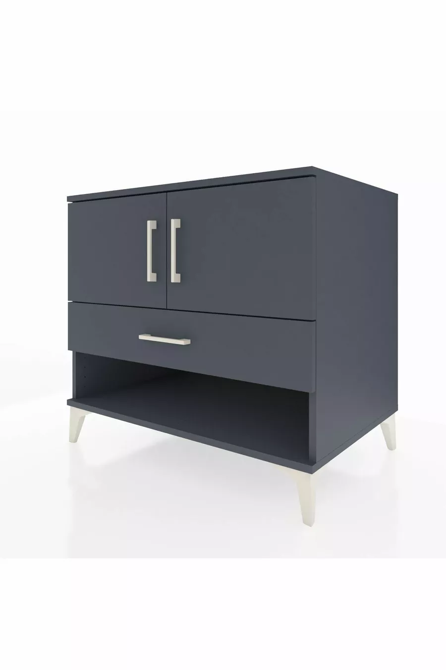 Commode Kronos avec 2 étagères, 1 tiroir et 2 portes, Anthracite-Anthracite