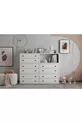 Commode blanche à dix tiroirs avec étagère, sans lattes