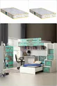 Lit superposé, Lit superposé d'été avec bureau et armoire, 2 matelas confort