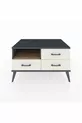 Commode Kronos à une étagère et 3 tiroirs Anthracite-Sapin/Mer de pierre