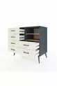 Commode Hyperion 2 étagères 6 tiroirs Anthracite-Pin/Pierre de Lune