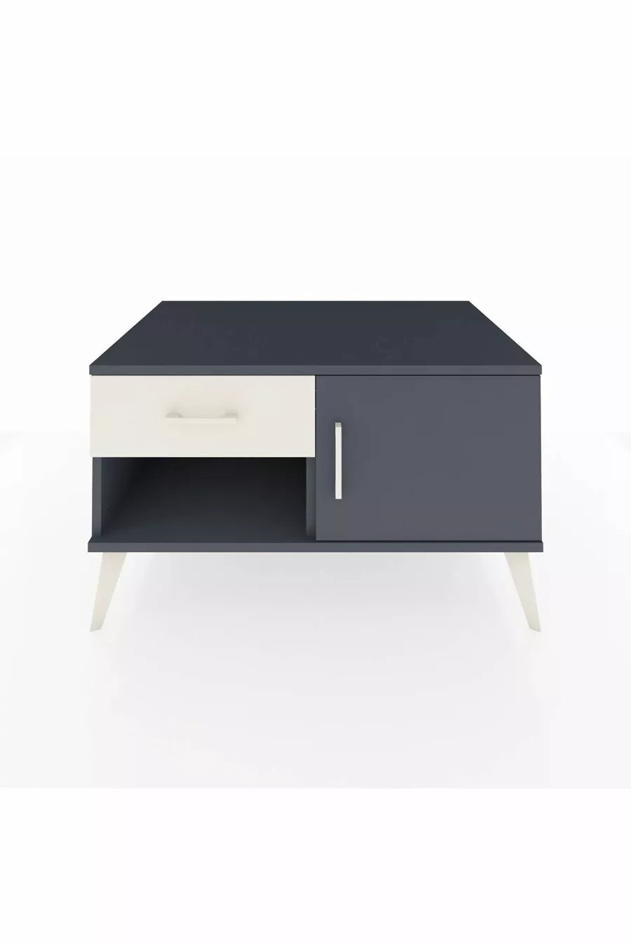 Commode Kronos avec une seule étagère, un tiroir et une porte, Anthracite-Anthracite/Gris pierre