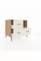 Commode Kronos à une étagère et 3 tiroirs en pin et pierre de lave