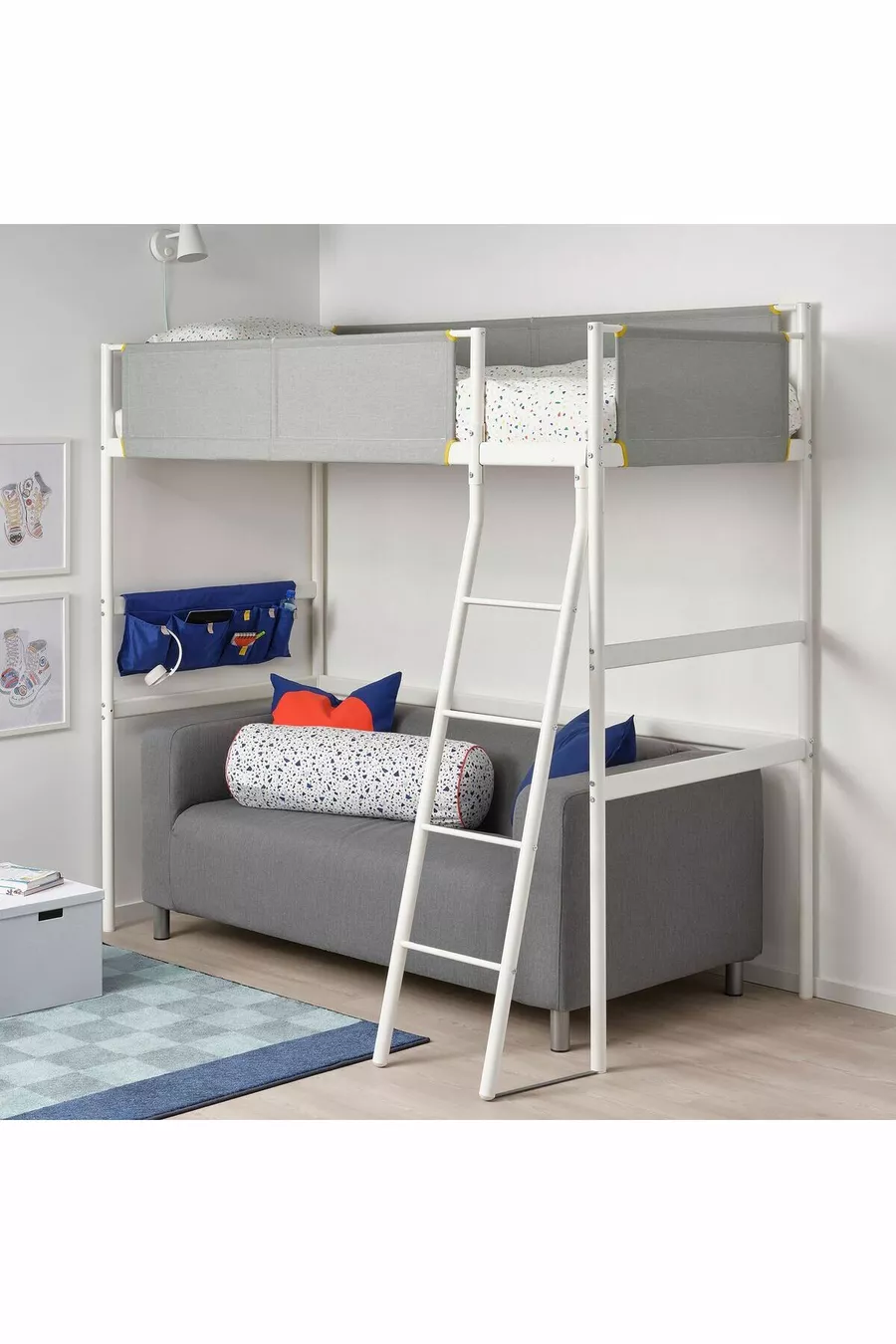 Lits superposés, blanc-gris clair, cm, simple sans table